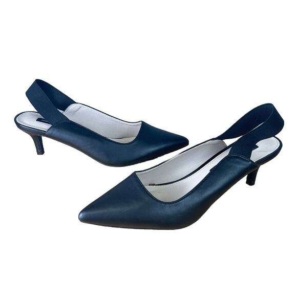French Connection Women's Atmosphere Slingback Pump Size 6.5‎ Black Kitten Heels - Picture 1 of 10